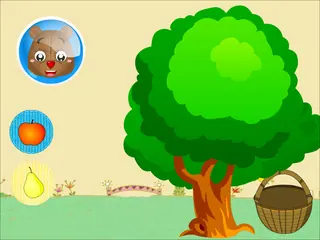 Opening frame of “Pick the Fruits”, activity 1A Unit 1 Lesson 3 — an interactive activity.