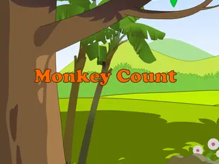 Opening frame of “Monkey Count”, activity 1A Unit 1 Lesson 6 — an interactive activity.