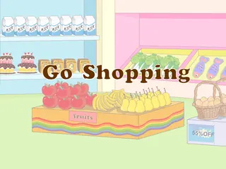 Opening frame of “Go Shopping”, activity 1A Unit 1 Lesson 7 — an interactive activity.
