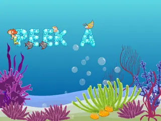 Opening frame of “Peek-a-boo”, activity 1A Unit 2 Lesson 5 — an interactive activity.