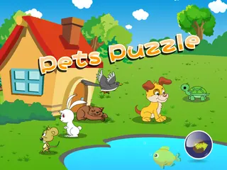 Opening frame of “Pets Puzzle”, activity 1A Unit 3 Lesson 2 — an interactive activity.