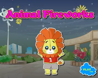 Opening frame of “Animal Fireworks”, activity 1A Unit 3 Lesson 3 — an interactive activity.