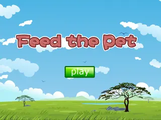 Opening frame of “Feed the Pet”, activity 1A Unit 3 Lesson 4 — an interactive activity.