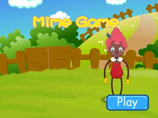 Opening frame of “Mime Game”, activity 1A Unit 3 Lesson 5 — an interactive activity.