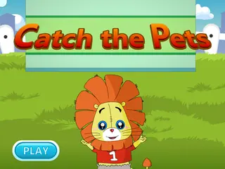 Opening frame of “Catch the Pets”, activity 1A Unit 3 Lesson 6 — an interactive activity.