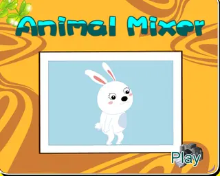 Opening frame of “Animal Mixer”, activity 1A Unit 3 Lesson 7 — an interactive activity.