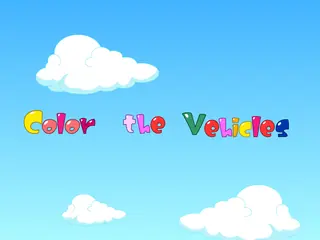 Opening frame of “Color the Vehicles”, activity 1A Unit 4 Lesson 3 — an interactive activity.