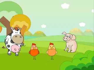 Opening frame of “Old MacDonald Had a Farm”, activity 1B Unit 1 Lesson 6 — a linear activity.