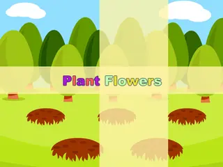 Opening frame of “Plant Flowers”, activity 1B Unit 2 Lesson 7 — an interactive activity.