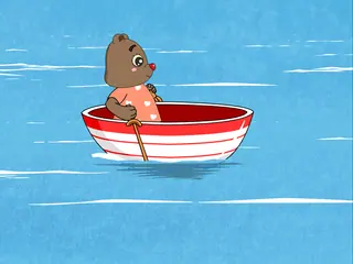 Opening frame of “Row Your Boat”, activity 1B Unit 2 Lesson 8 — a linear activity.