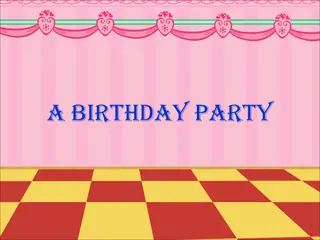 Opening frame of “A Birthday Party”, activity 1B Unit 3 Lesson 2 — an interactive activity.