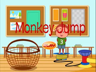 Opening frame of “Monkey Jump”, activity 1B Unit 4 Lesson 4 — an interactive activity.