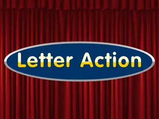Opening frame of “Letter Action”, activity 1B Unit 4 Lesson 9 — an interactive activity.