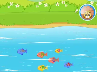 Opening frame of “Letter Fishing”, activity 2A Unit 1 Lesson 8 — an interactive activity.