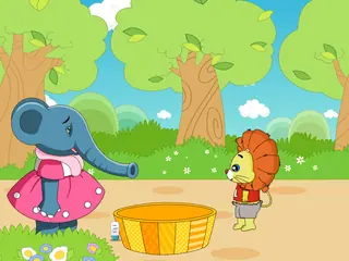 Opening frame of “Bathe the Elephant”, activity 2A Unit 1 Lesson 9 — an interactive activity.