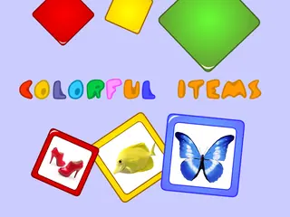 Opening frame of “Colorful Items”, activity 2A Unit 3 Lesson 4 — an interactive activity.