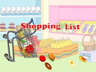 Opening frame of “Shopping List”, activity 2A Unit 4 Lesson 4 — an interactive activity.
