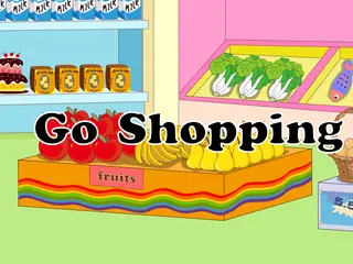 Opening frame of “Go Shopping”, activity 2A Unit 4 Lesson 4 — an interactive activity.