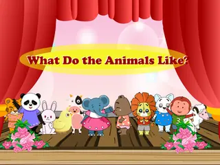 Opening frame of “What Do the Animals Like?”, activity 2A Unit 4 Lesson 8 — an interactive activity.