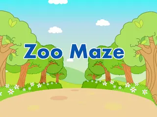 Opening frame of “Zoo Maze”, activity 2B Unit 2 Lesson 7 — an interactive activity.