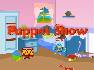 Opening frame of “Puppet Show”, activity 2B Unit 4 Lesson 3 — an interactive activity.