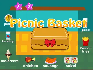 Opening frame of “Picnic Basket”, activity 3A Unit 1 Lesson 3 — an interactive activity.
