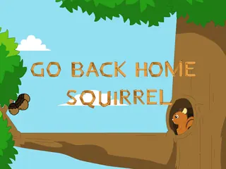 Opening frame of “Go Back Home Squirrel”, activity 3A Unit 2 Lesson 6 — an interactive activity.