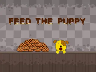 Opening frame of “Feed the Puppy”, activity 3A Unit 2 Lesson 7 — an interactive activity.