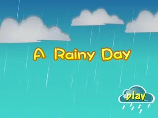 Opening frame of “A Rainy Day”, activity 3A Unit 3 Lesson 3 — an interactive activity.