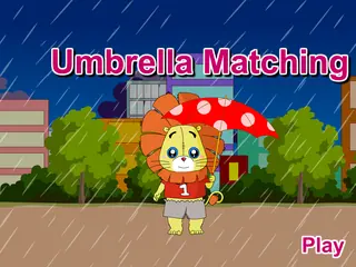Opening frame of “Umbrella Matching”, activity 3A Unit 3 Lesson 8 — an interactive activity.