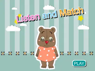 Opening frame of “Listen and Match”, activity 3A Unit 3 Lesson 8 — an interactive activity.