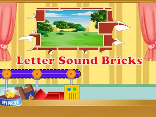 Opening frame of “Letter Sound Bricks”, activity 3A Unit 3 Lesson 9 — an interactive activity.