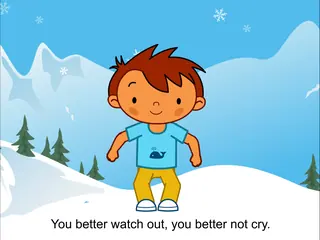 Opening frame of “Santa Claus Is Coming to Town”, activity 3A Unit 4 Lesson 4 — a linear activity.