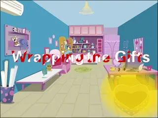 Opening frame of “Wrapping the gifts”, activity 3A Unit 4 Lesson 4 — an interactive activity.