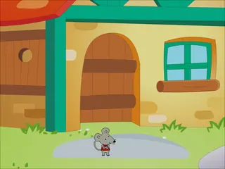 Opening frame of “Where Is the Little Mouse?”, activity 3B Unit 1 Lesson 8 — a linear activity.