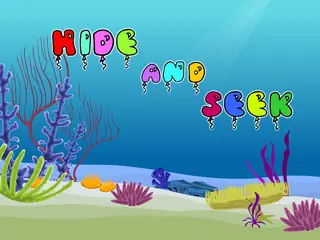 Opening frame of “Hide and seek”, activity 3B Unit 2 Lesson 2 — an interactive activity.