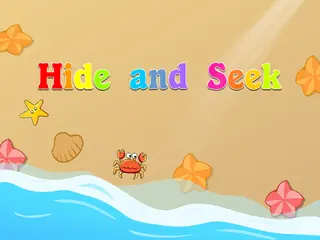 Opening frame of “Hide and Seek”, activity 3B Unit 2 Lesson 6 — an interactive activity.