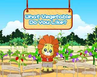 Opening frame of “What Vegetable Do You Like?”, activity 3B Unit 3 Lesson 4 — an interactive activity.