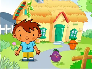 Opening frame of “Buy Some Vegetables”, activity 3B Unit 3 Lesson 7 — a linear activity.