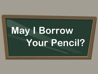 Opening frame of “May I Borrow Your Pencil?”, activity 3B Unit 4 Lesson 5 — an interactive activity.
