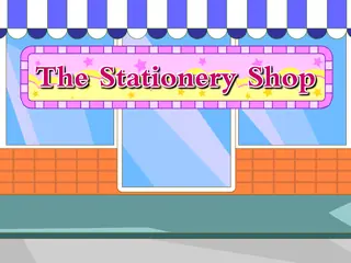 Opening frame of “The Stationery Shop”, activity 3B Unit 4 Lesson 6 — an interactive activity.