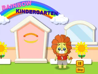 Opening frame of “Rainbow Kindergarten”, activity 4A Unit 1 Lesson 2 — an interactive activity.