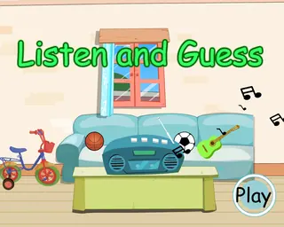 Opening frame of “Listen and Guess”, activity 4A Unit 1 Lesson 5 — an interactive activity.