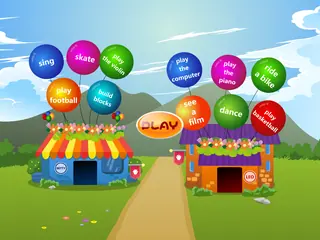 Opening frame of “The Party”, activity 4A Unit 1 Lesson 7 — an interactive activity.