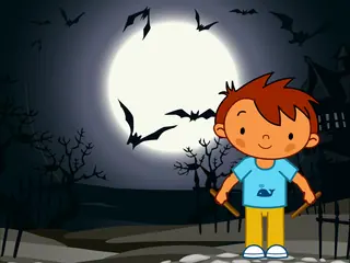 Opening frame of “Pull the Pumpkin”, activity 4A Unit 2 Lesson 2 — a linear activity.
