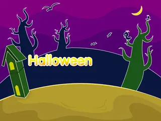 Opening frame of “Halloween Night”, activity 4A Unit 2 Lesson 2 — an interactive activity.