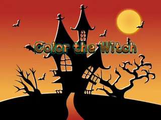 Opening frame of “Color the Witch”, activity 4A Unit 2 Lesson 4 — an interactive activity.