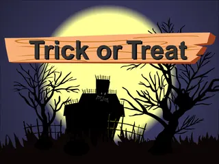 Opening frame of “Trick or Treat”, activity 4A Unit 2 Lesson 7 — a linear activity.