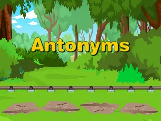 Opening frame of “Antonyms”, activity 4A Unit 4 Lesson 4 — an interactive activity.