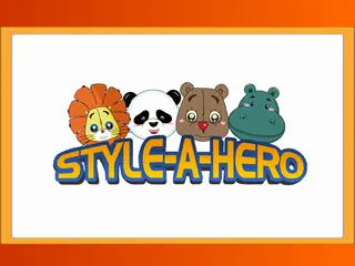 Opening frame of “STYLE-A-HERO”, activity 4A Unit 4 Lesson 8 — an interactive activity.